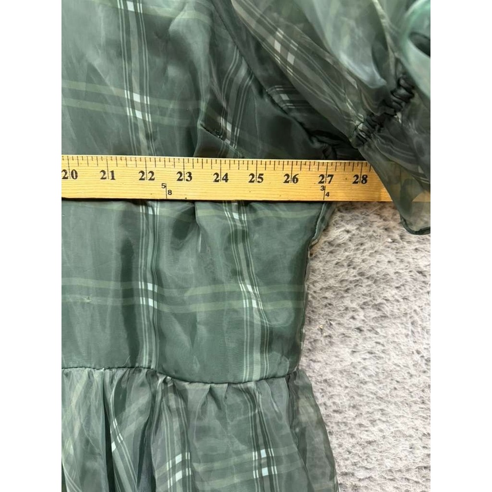 Jessakae Puff-Sleeve Cordelia Maxi Dress Green Plaid Womens Plus Size 4X - Picture 11 of 14